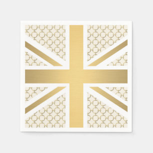 UK Union Jack Flagga med Guld Equestrian Mönster Pappersservett