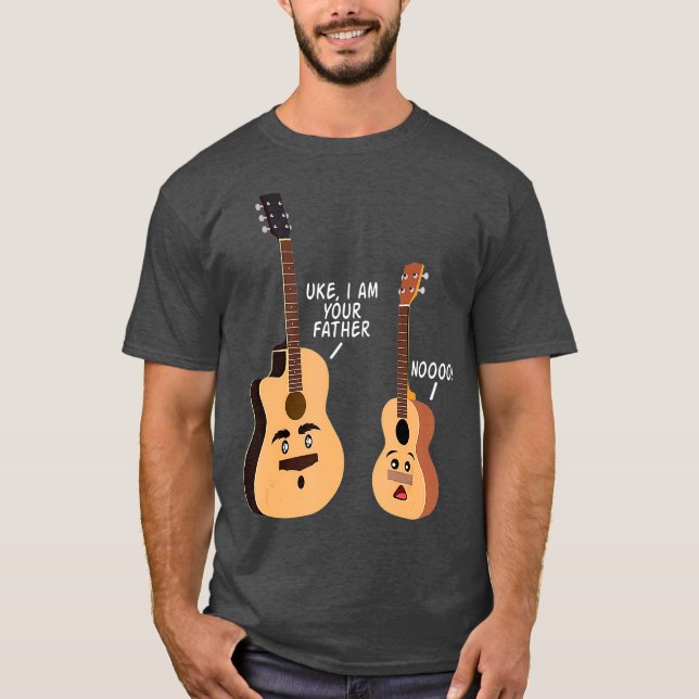 Uke I är din Far Funny Guitar och Ukulele T Shirt (Framsida)