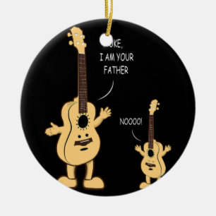 Uke I är din Far Ukulele Guitar Music Julgransprydnad Keramik