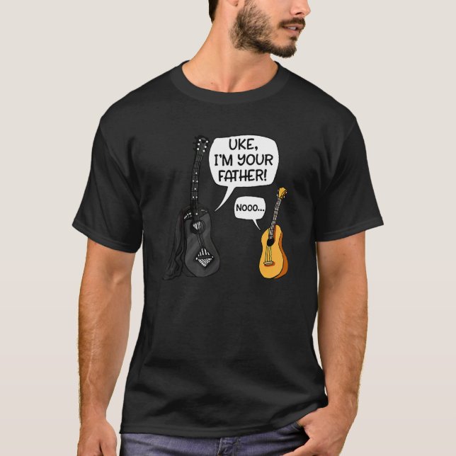 Uke I är din Far Ukulele Guitar Music T Shirt (Framsida)