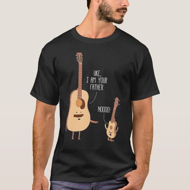 Uke I är din Far Ukulele Guitar Music T Shirt (Framsida)
