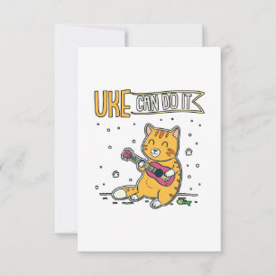UKE kan göra det med Ukulele Ukelele Cat Guitar Mu Tack Kort