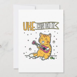 UKE kan göra det med Ukulele Ukelele Cat Guitar Mu Tack Kort
