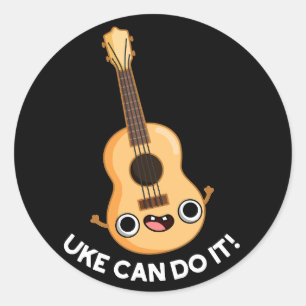 Uke kan göra det på ett bra sätt med Ukelele Pun M Runt Klistermärke