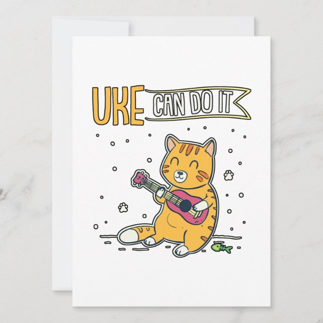UKE kan göra det Ukulele Ukelele Cat Guitar Music Julkort (Framsida)
