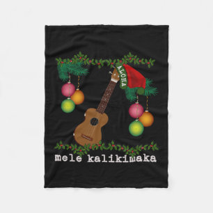 Uke Mele Kalikimaka Ukulele jul Sång Aloha Fleecefilt