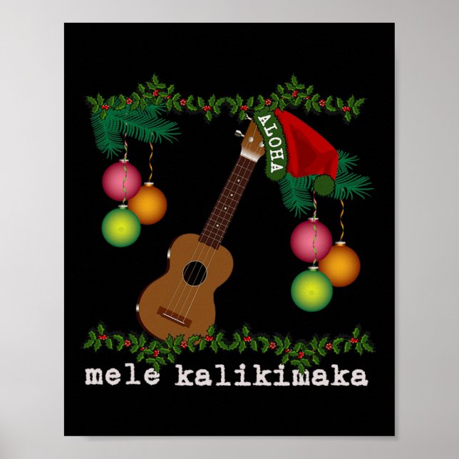 Uke Mele Kalikimaka Ukulele jul Sång Aloha Poster (Framsidan)