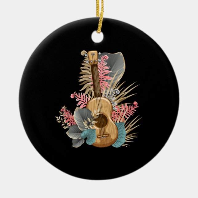 Uke Ukulele Guitar - Musician Guitarist Ukulele Julgransprydnad Keramik (Framsidan)