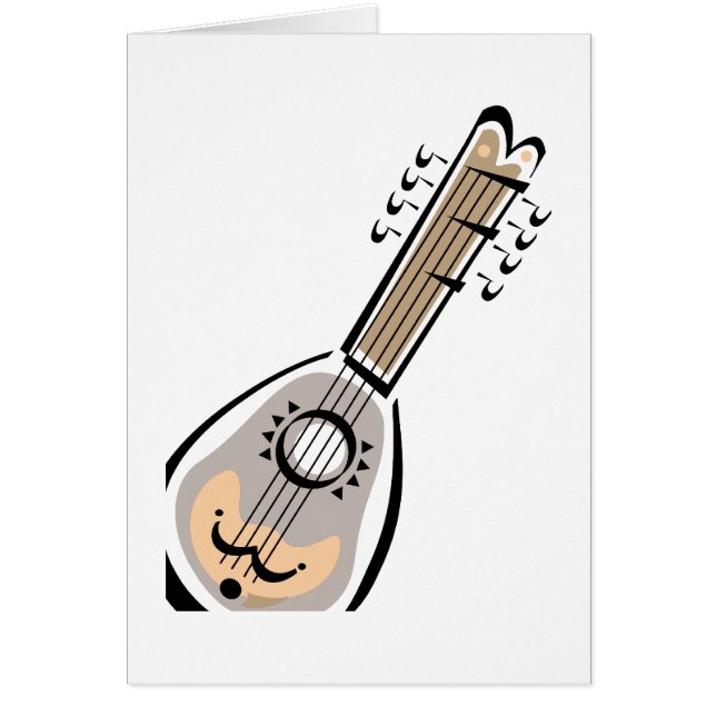 Ukelele åtta stränger, grafiskt avbildar design hälsningskort (Framsidan)