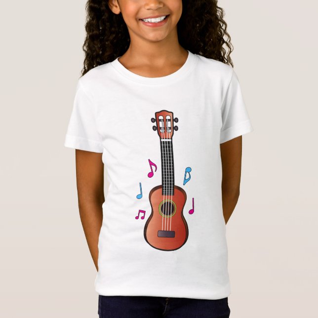 Ukelele med noterar i färg t-shirt (Framsida)