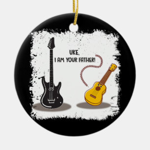 Ukelele Uke Jag är din Far lustiga Guitar Julgransprydnad Keramik