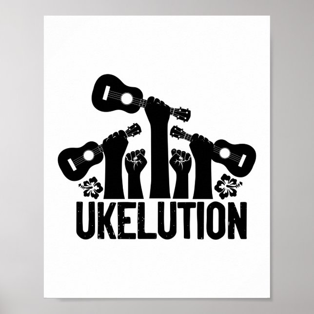 Ukelution Ukulele Player Hawaiian Musician Poster (Framsidan)