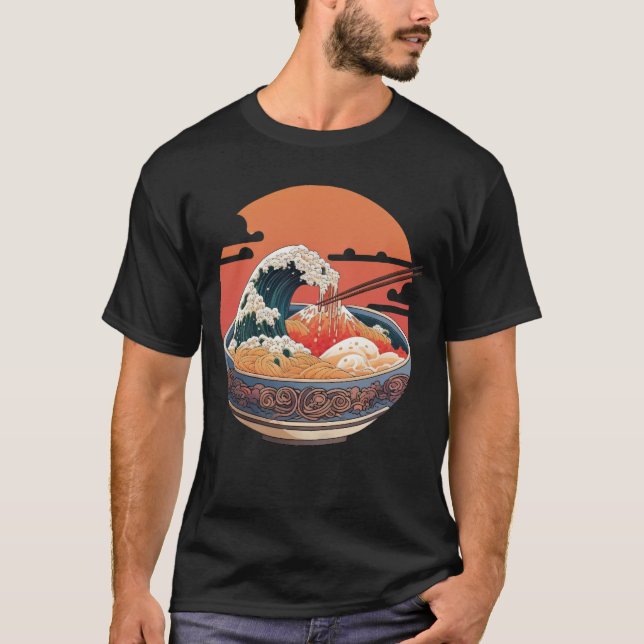 Ukiyo-e art stil skål av nomme t shirt (Framsida)