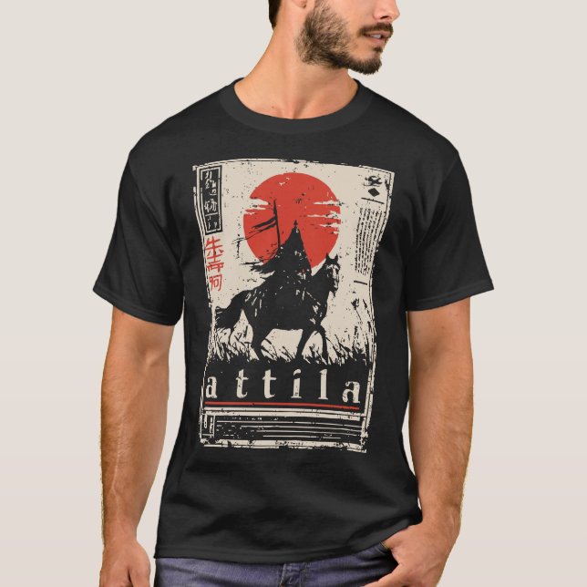 Ukiyo-e Attila | Hun Warrior Porträtt T Shirt (Framsida)