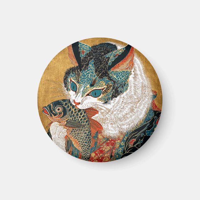 Ukiyo-e Cat | Japansk Art Magnet (Framsidan)