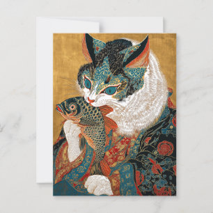 Ukiyo-e Cat Japansk Art Vykort