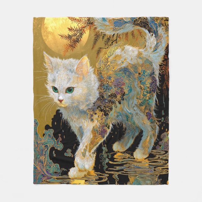 Ukiyo-e Cat | Japansk Woodblock Art Fleecefilt (Framsidan)