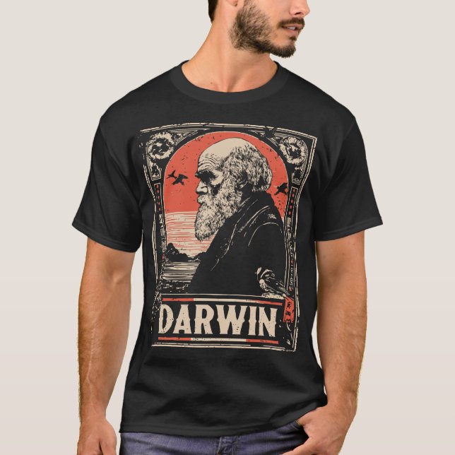 Ukiyo-e Darwin | Evolution Theory Porträtt T Shirt (Framsida)