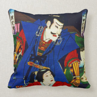 Ukiyo-e gammal japansk målning av en Samurai Kudde