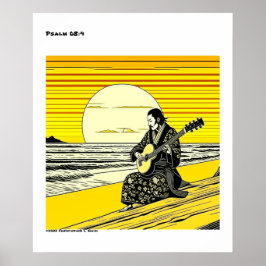 Ukiyo-e-gult och svart träblock poster