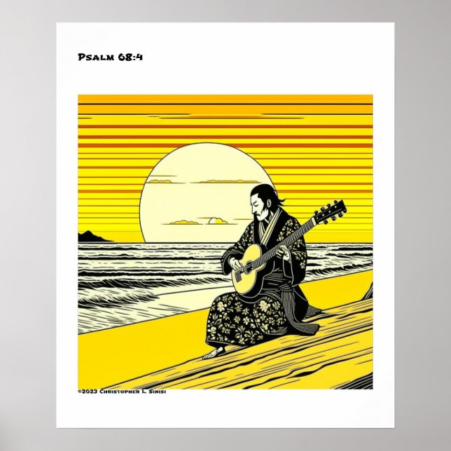 Ukiyo-e-gult och svart träblock poster (Framsidan)