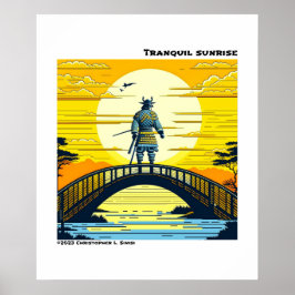 Ukiyo-e-gult och svart träblock poster