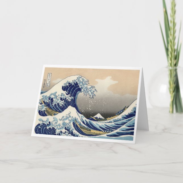 Ukiyo-e - Hokusai's Tsunami Card Kort (Framsida)