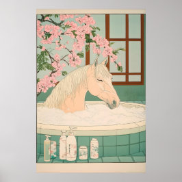 Ukiyo-e Horse Bathroom Print Japanese Minimalist Poster