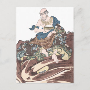 Ukiyo-e Immortal Buddhist Munk på en vägledare Vykort