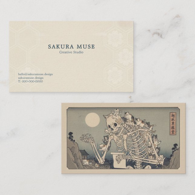 Ukiyo-e Inspired Business Card – Dramatic ZEN Visitkort (Fram/baksida)