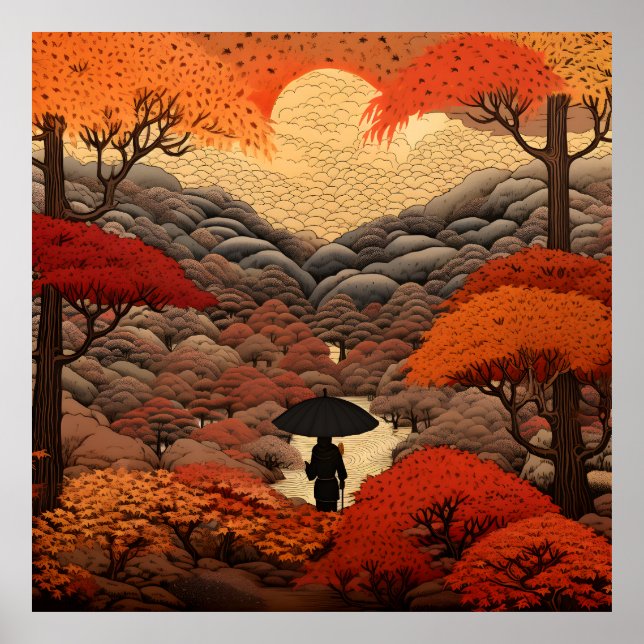 Ukiyo-e Japan höst Poster (Framsidan)