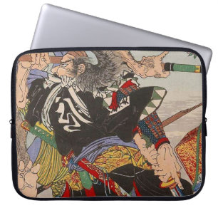 Ukiyo-e japan som målar en Samuraistridighet Laptop Sleeve
