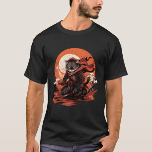 Ukiyo-E japansk katt Stil Anime Ninja Cat T Shirt