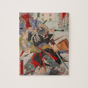 Ukiyo-e japansk målning av en Samuraistridighet Pussel