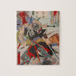 Ukiyo-e japansk målning av en Samuraistridighet Pussel