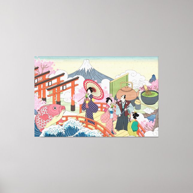 Ukiyo-e Japanska Stil Art Kanvastryck (Framsida)
