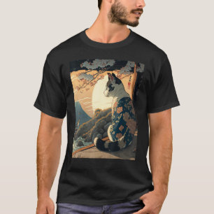 Ukiyo e Kanagawa Vintage Japansk Tatuering Katt Gr T Shirt