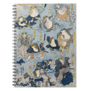 Ukiyo-e krigarfroskor antikt japanskt konstverk anteckningsbok