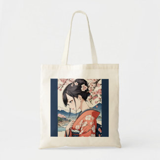 Ukiyo-e Modern Tote Bag with cherry blossom Tygkasse
