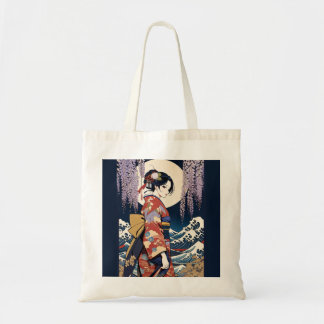 Ukiyo-e Modern Tote Bag with Wisteria japonica Tygkasse