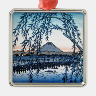 Ukiyo-e Mount Fuji Japan Julgransprydnad Metall