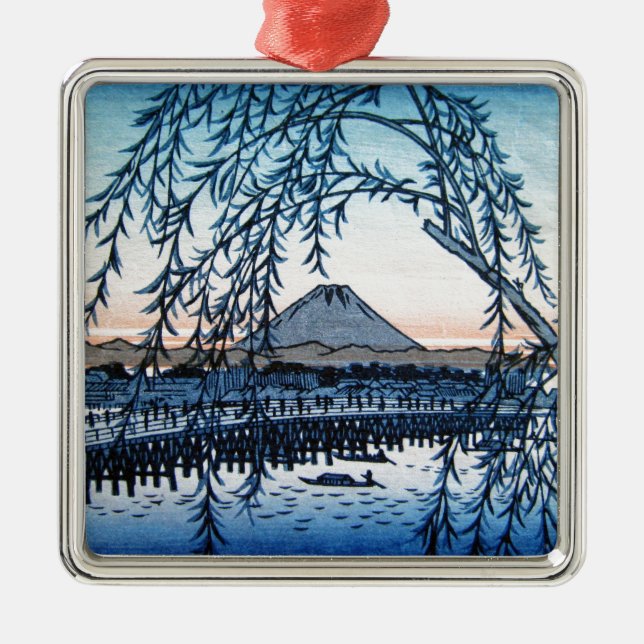 Ukiyo-e Mount Fuji Japan Julgransprydnad Metall (Framsidan)