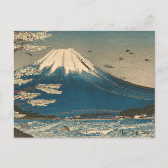 Ukiyo-e Mount Fuji Japan Postcard Vykort (Framsida)