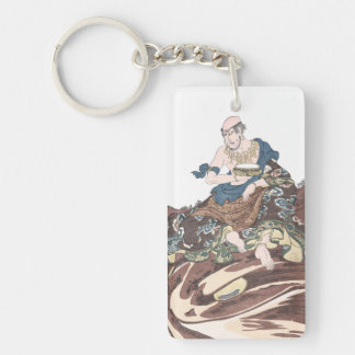 Ukiyo-e odödlig buddistisk munk på ett paddahuvud