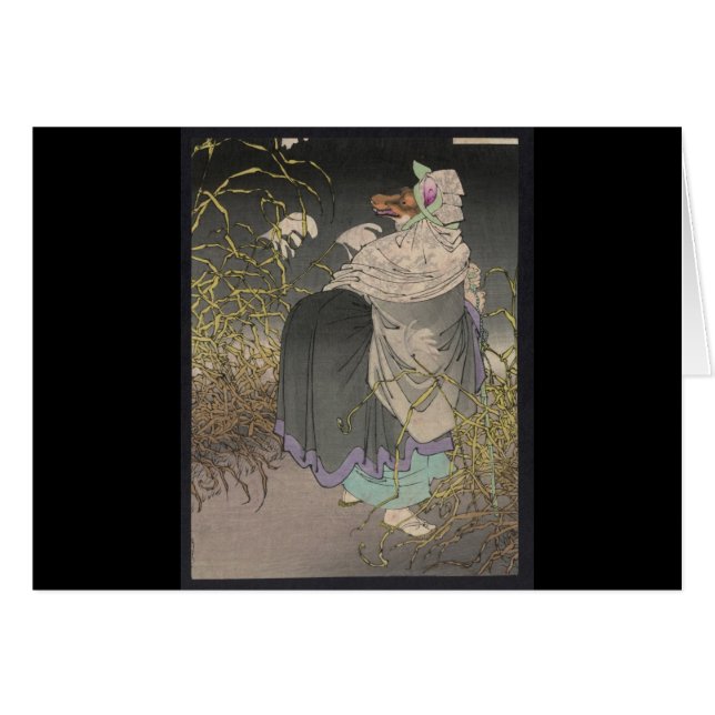Ukiyo-e rävfru hälsningskort (Framsidan Horizontal)