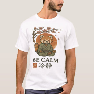 ukiyo-e Red Panda- Be CALM japanese Zen meditation T Shirt
