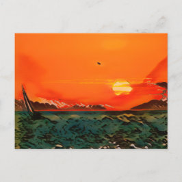 Ukiyo-e-segelbåt Vykort