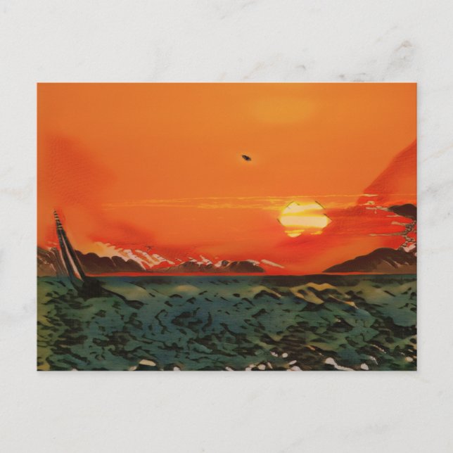 Ukiyo-e-segelbåt Vykort (Framsida)