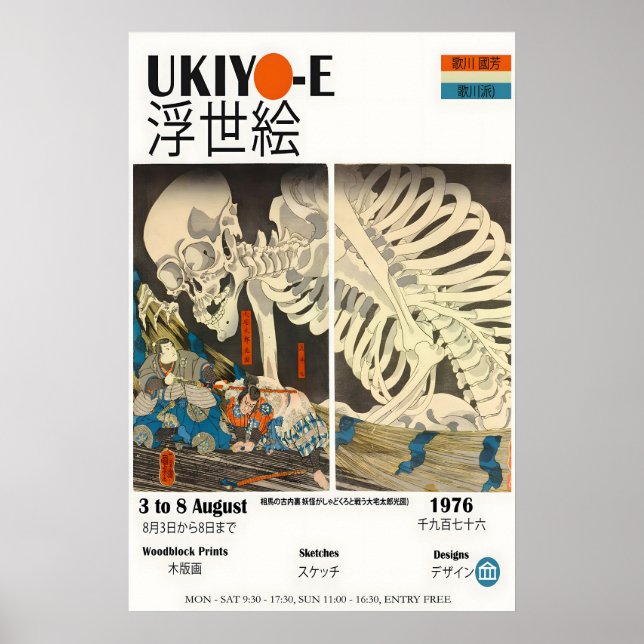 Ukiyo-e skelettutställning affisch japanska (Framsidan)