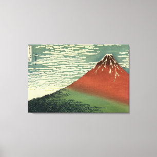 Ukiyo-e South Vind Clear Himlar eller Red Fuji Canvastryck